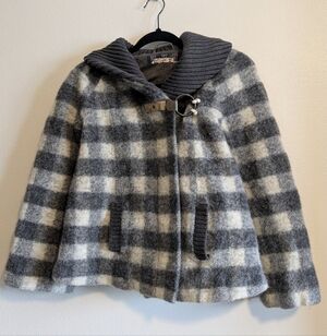 Free People Plaid Wool Jacket Gray Size 2